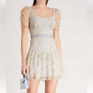 Self Portrait embroidered mesh mini dress